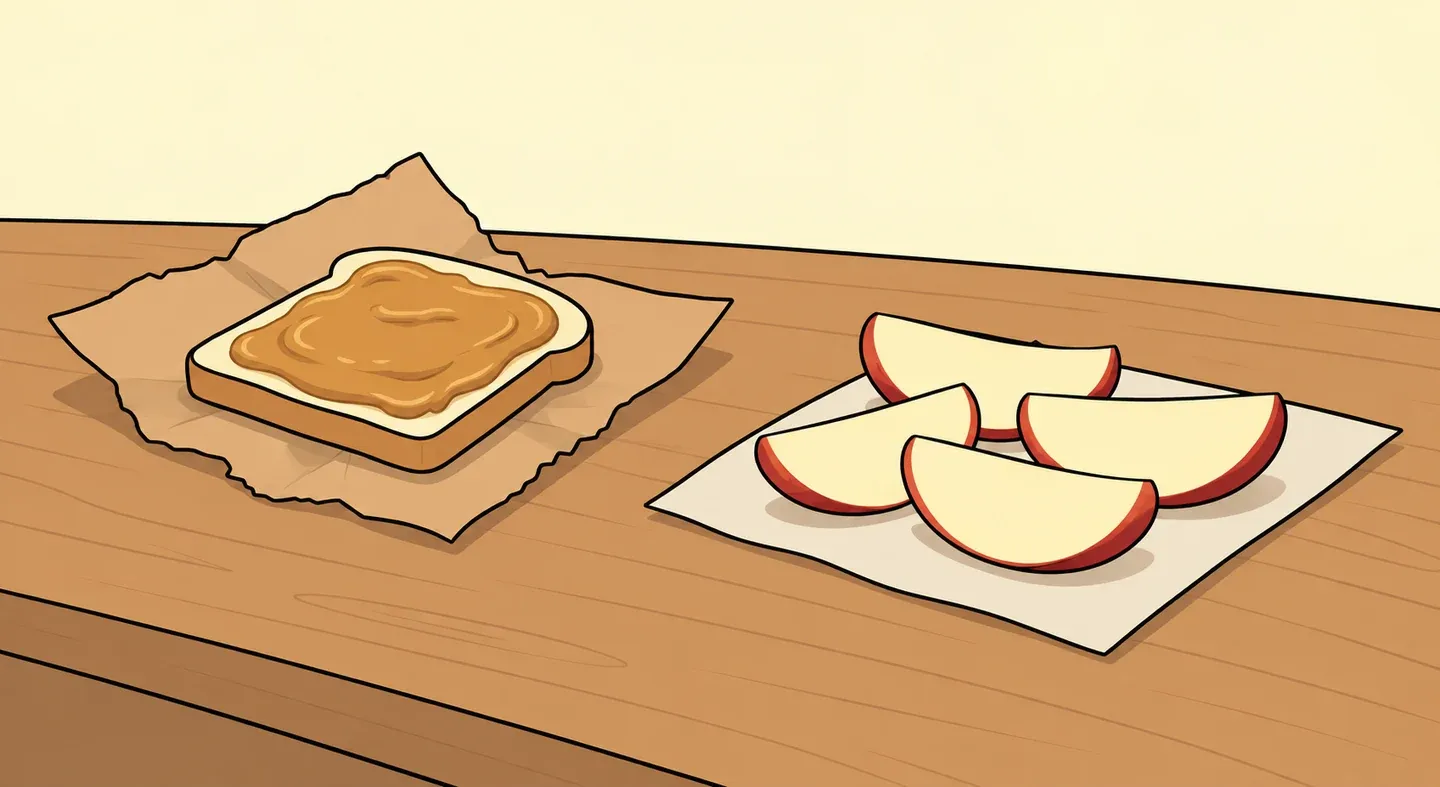 Illustration comparing peanut butter and apple as possible bait choices