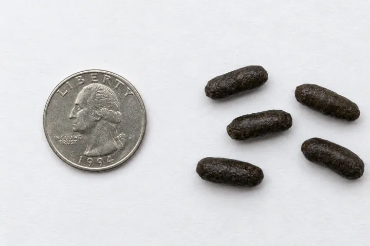 Rat droppings next to the same quarter
